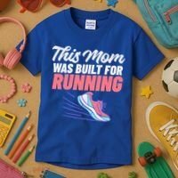 This Mom Was Built For Running Mother Marathon Runner Gift Kids T-Shirt thumb 3