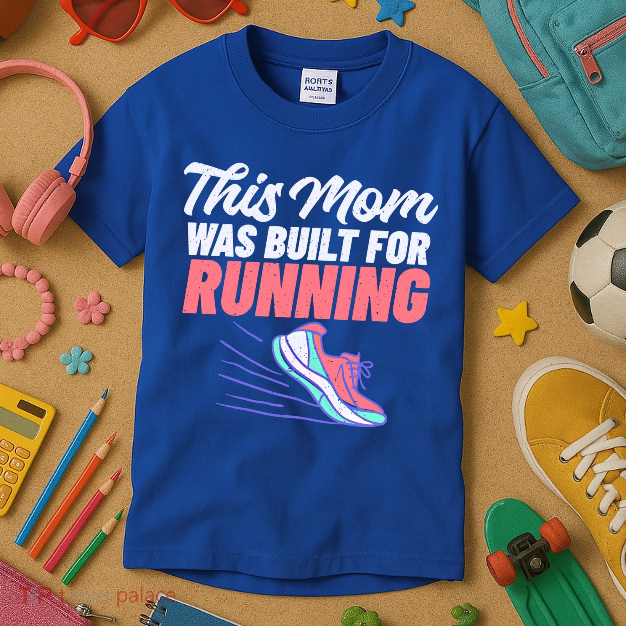 This Mom Was Built For Running Mother Marathon Runner Gift Kids T-Shirt