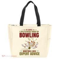 Talk Myself When Bowling Need Expert Advice Ten Pin Bowling Tote Bag thumb 0