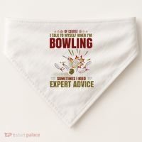 Talk Myself When Bowling Need Expert Advice Ten Pin Bowling USA-Made Doggie Bandana thumb 0