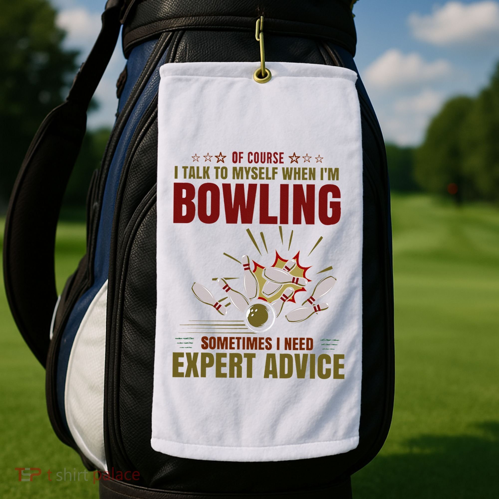 Talk Myself When Bowling Need Expert Advice Ten Pin Bowling Golf Towel