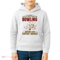 Talk Myself When Bowling Need Expert Advice Ten Pin Bowling Kids Hoodie thumb 4