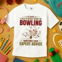 Talk Myself When Bowling Need Expert Advice Ten Pin Bowling Kids T-Shirt thumb 3