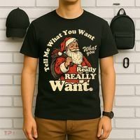 Tell Me What You Want Funny Christas Santa Retro T-Shirt thumb 6