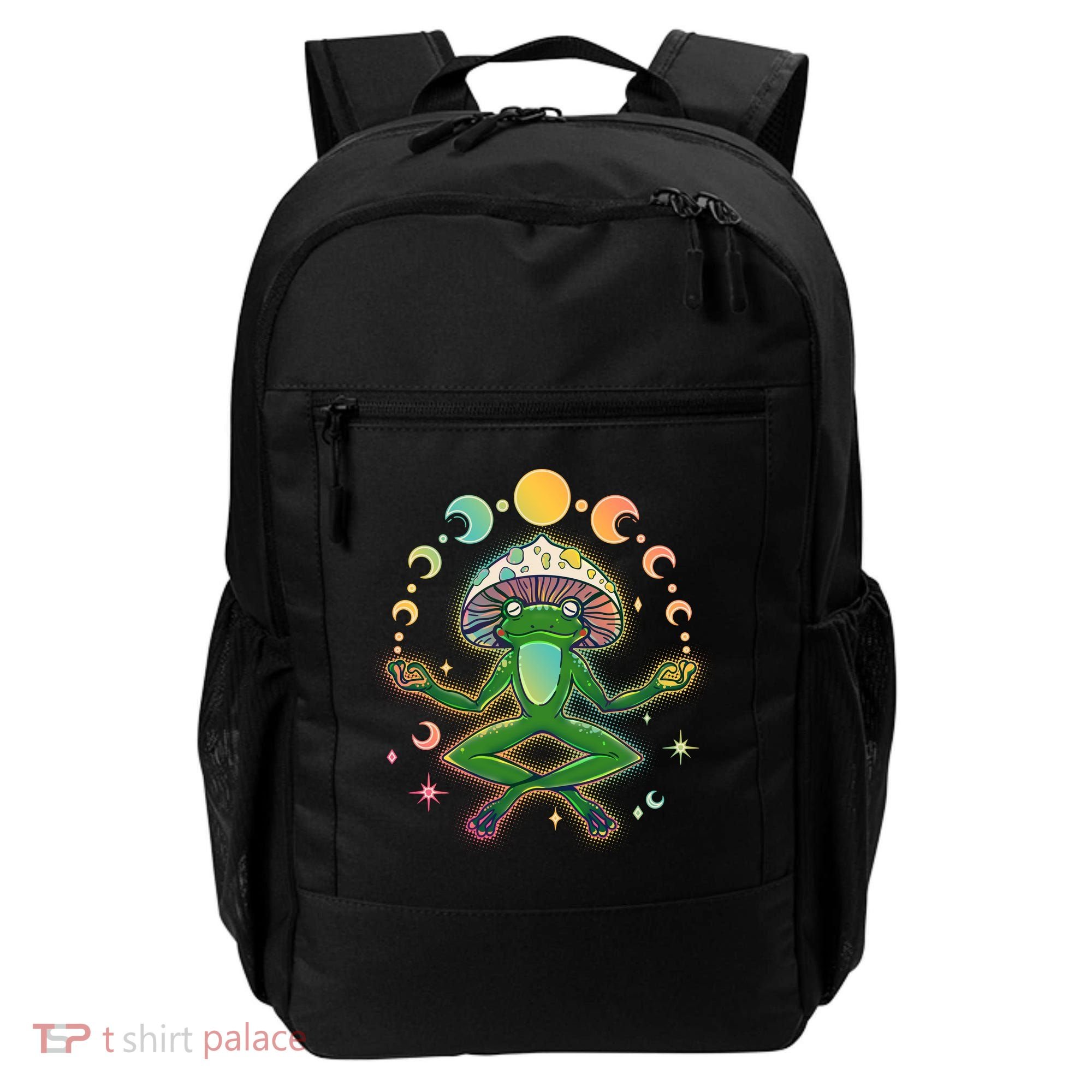 Trippy Meditating Yoga Mushroom Frog Toad Backpack