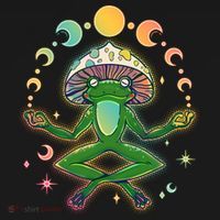 Trippy Meditating Yoga Mushroom Frog Toad Backpack thumb 2