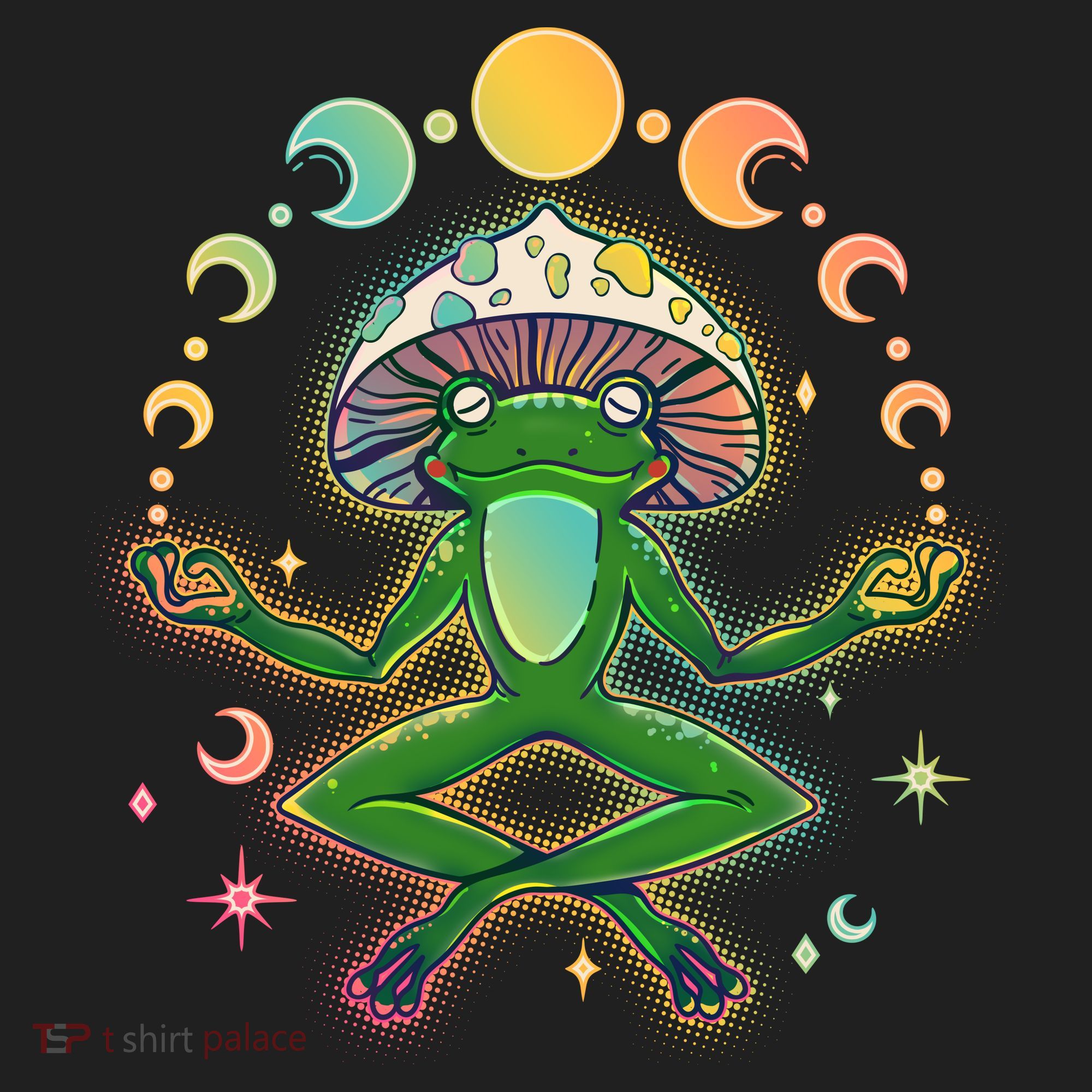 Trippy Meditating Yoga Mushroom Frog Toad Zone Performance Long-Sleeve T-Shirt
