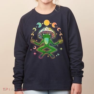 Trippy Meditating Yoga Mushroom Frog Toad Women's Sweatshirt