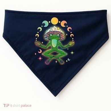 Trippy Meditating Yoga Mushroom Frog Toad USA-Made Doggie Bandana
