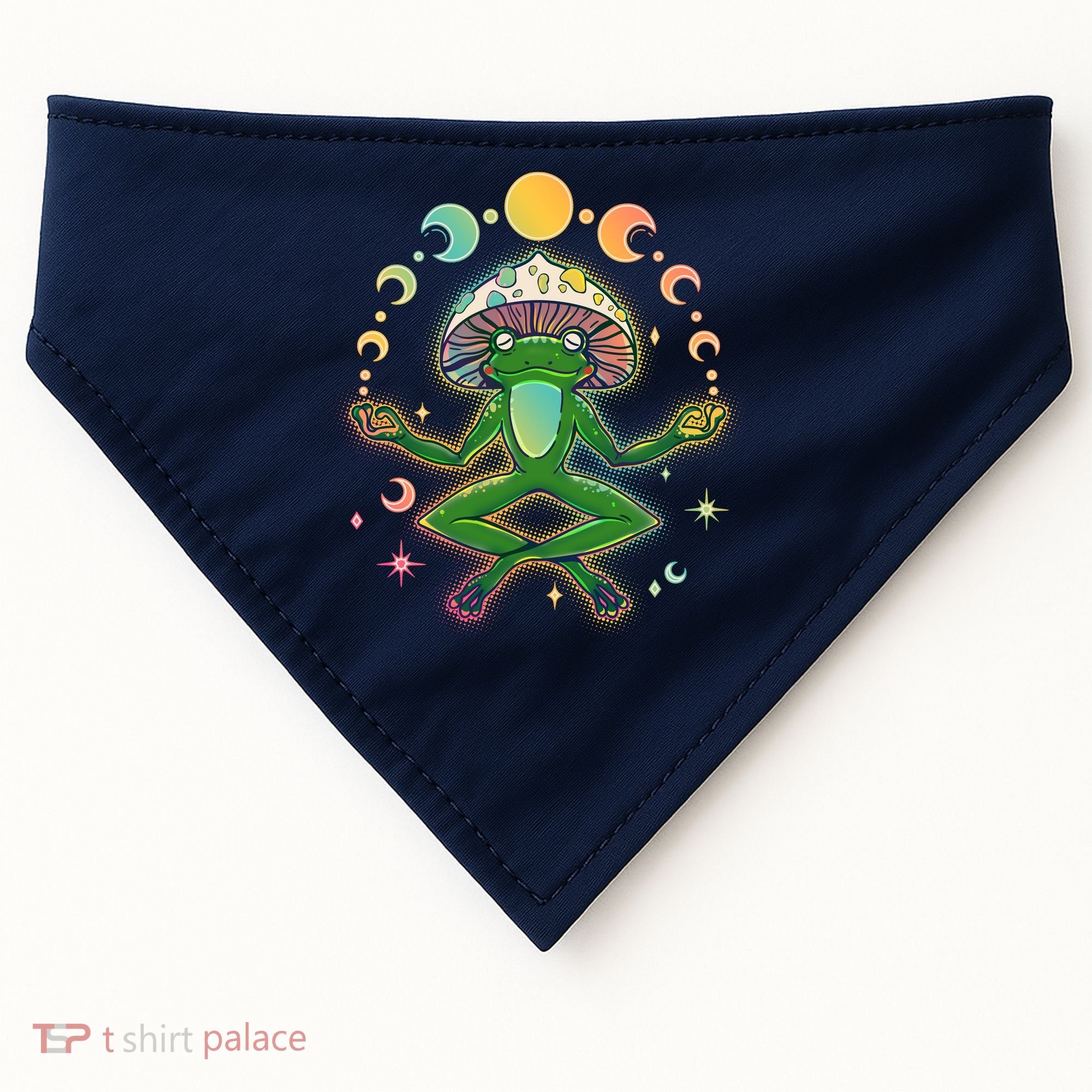 Trippy Meditating Yoga Mushroom Frog Toad USA-Made Doggie Bandana