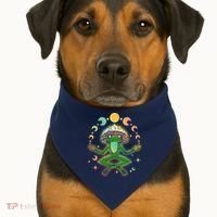 Trippy Meditating Yoga Mushroom Frog Toad USA-Made Doggie Bandana thumb 1