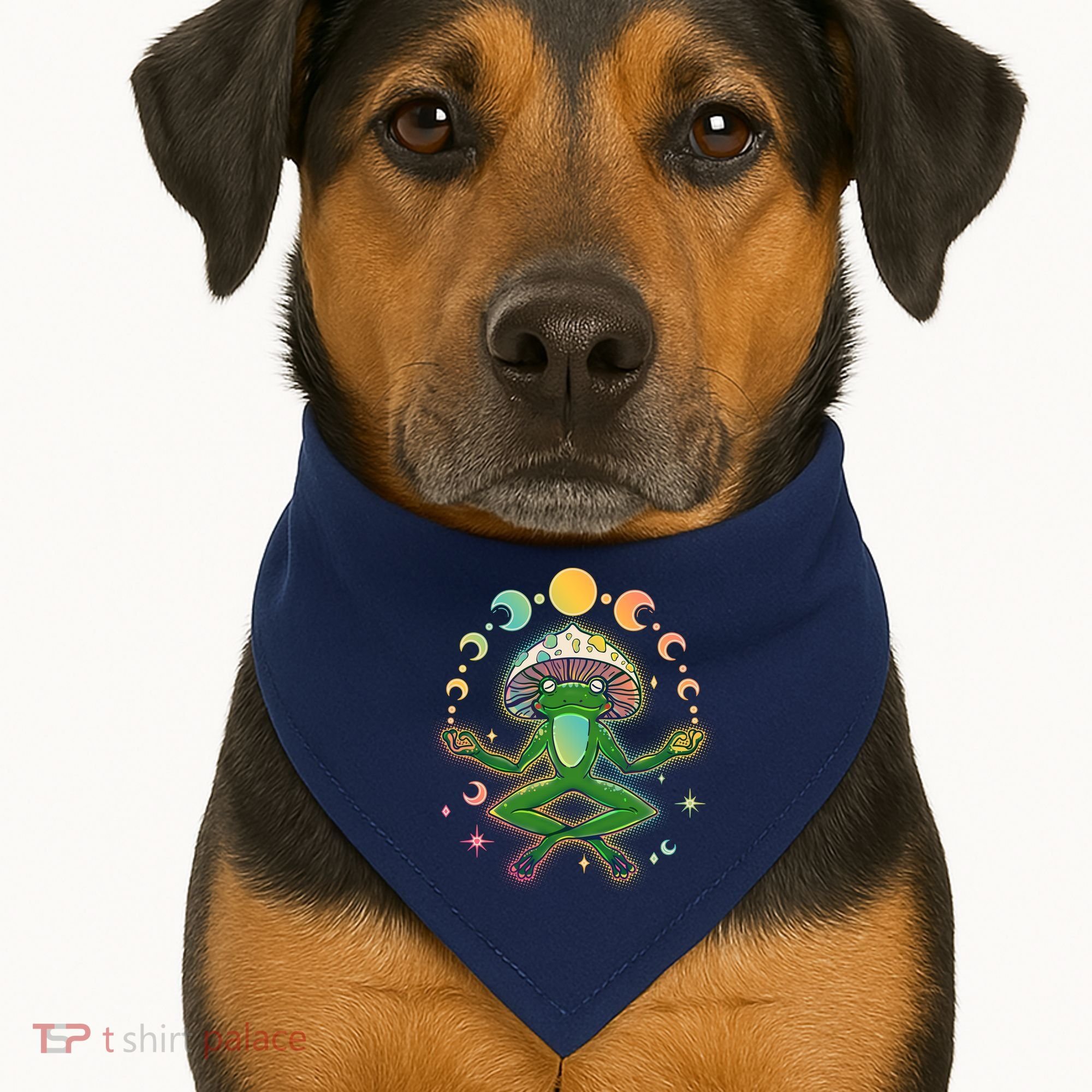 Trippy Meditating Yoga Mushroom Frog Toad USA-Made Doggie Bandana