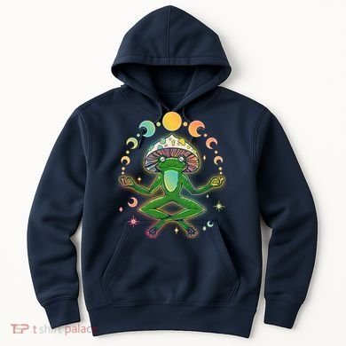 Trippy Meditating Yoga Mushroom Frog Toad Hoodie