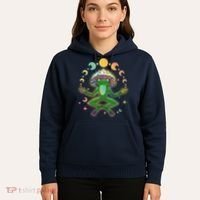 Trippy Meditating Yoga Mushroom Frog Toad Hoodie thumb 5