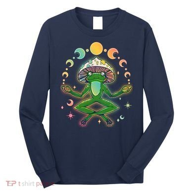 Trippy Meditating Yoga Mushroom Frog Toad Long Sleeve Shirt