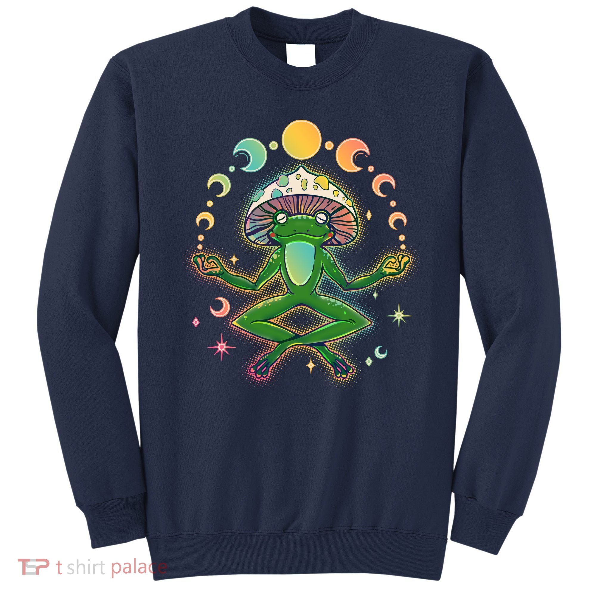 Trippy Meditating Yoga Mushroom Frog Toad Sweatshirt