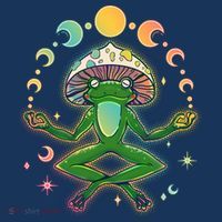 Trippy Meditating Yoga Mushroom Frog Toad Sweatshirt thumb 3