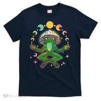Trippy Meditating Yoga Mushroom Frog Toad T-Shirt thumb 0