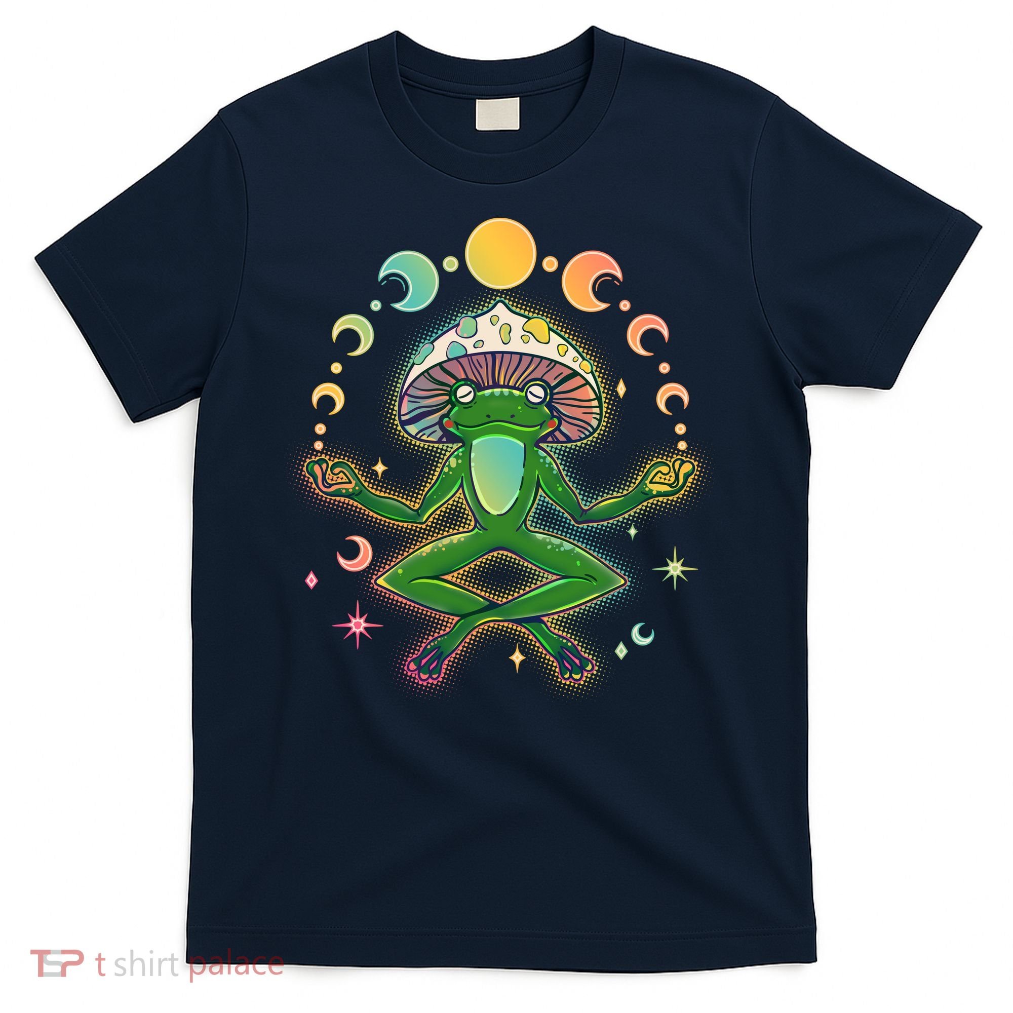 Trippy Meditating Yoga Mushroom Frog Toad T-Shirt