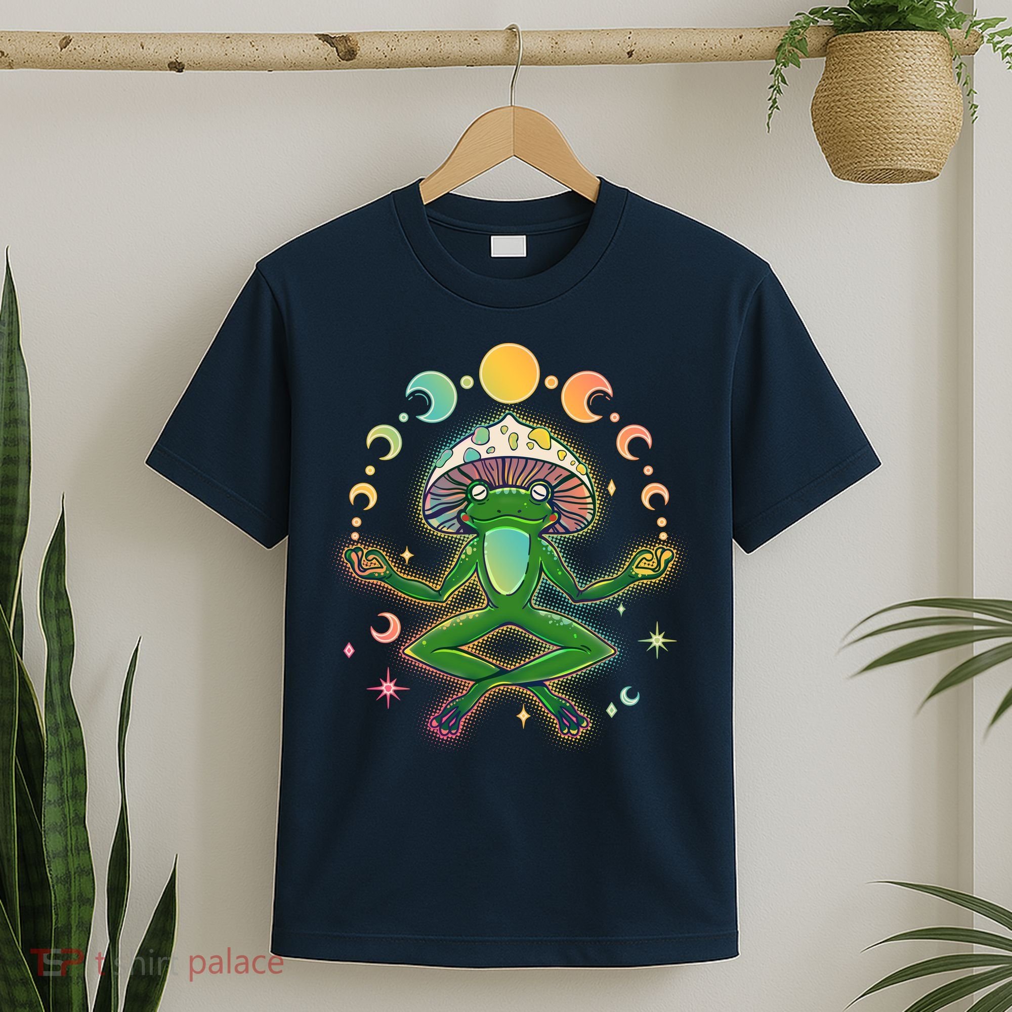 Trippy Meditating Yoga Mushroom Frog Toad T-Shirt