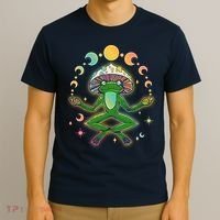 Trippy Meditating Yoga Mushroom Frog Toad T-Shirt thumb 3