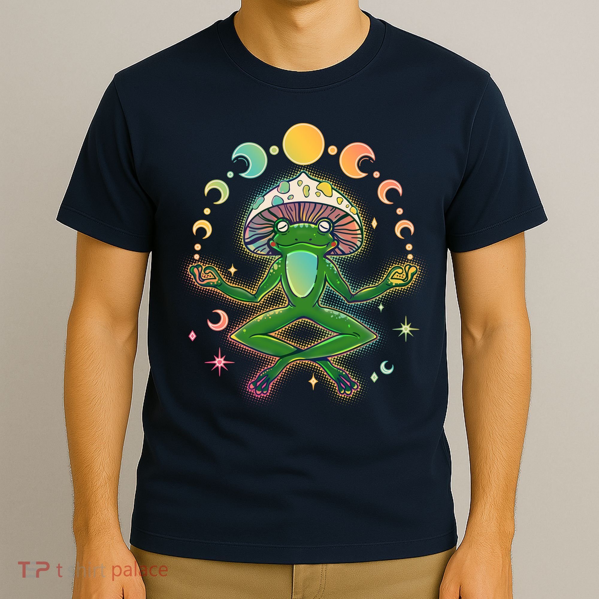 Trippy Meditating Yoga Mushroom Frog Toad T-Shirt