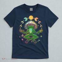Trippy Meditating Yoga Mushroom Frog Toad T-Shirt thumb 5