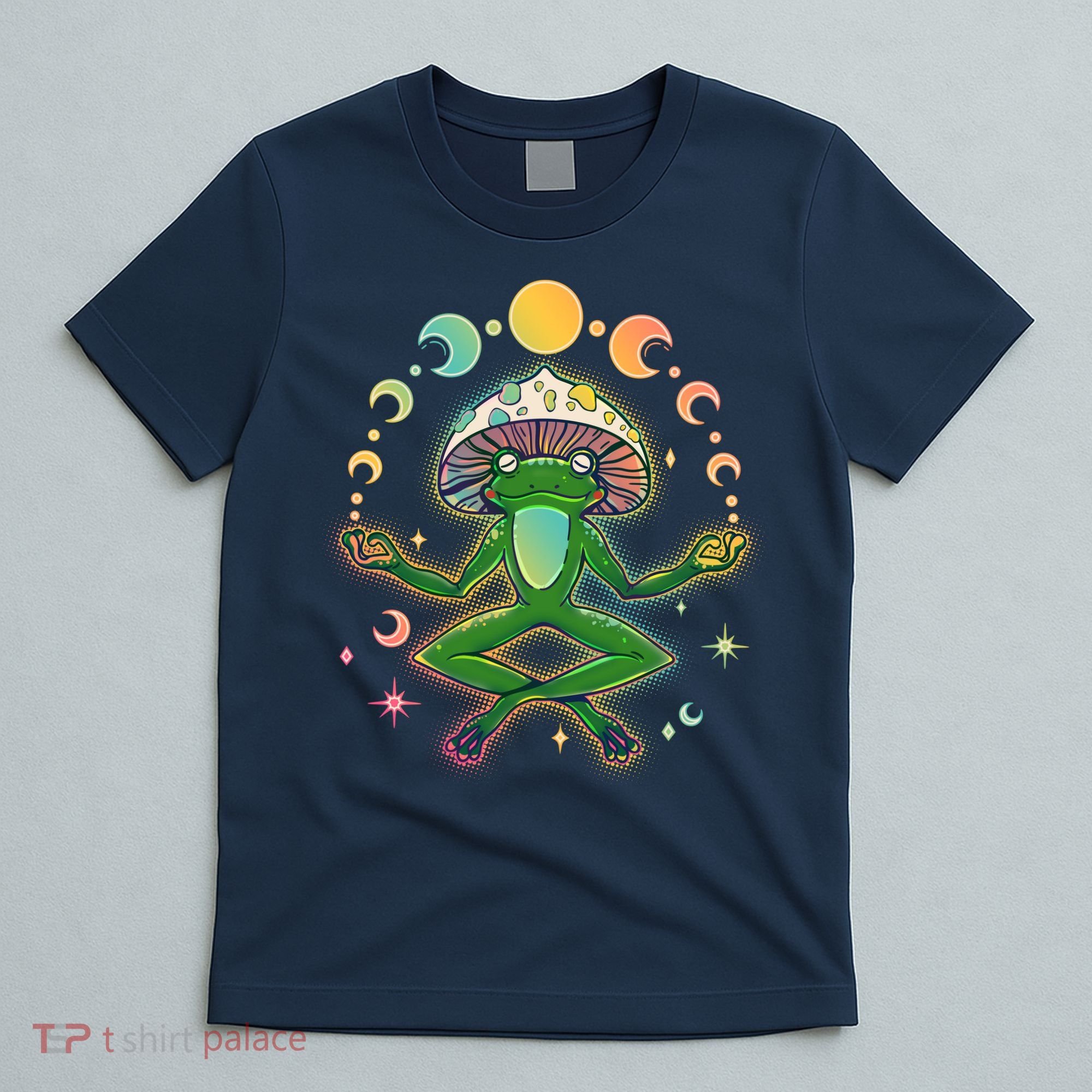 Trippy Meditating Yoga Mushroom Frog Toad T-Shirt