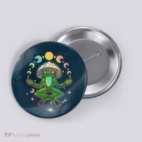 Trippy Meditating Yoga Mushroom Frog Toad Button thumb 0