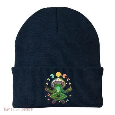 Trippy Meditating Yoga Mushroom Frog Toad Beanie