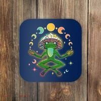 Trippy Meditating Yoga Mushroom Frog Toad Coaster thumb 0