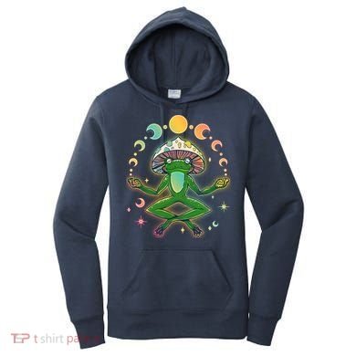 Trippy Meditating Yoga Mushroom Frog Toad Women's Hoodie