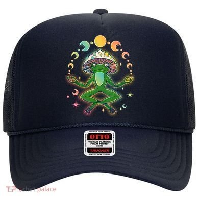 Trippy Meditating Yoga Mushroom Frog Toad Hat