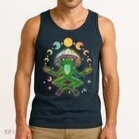 Trippy Meditating Yoga Mushroom Frog Toad Tank Top thumb 3