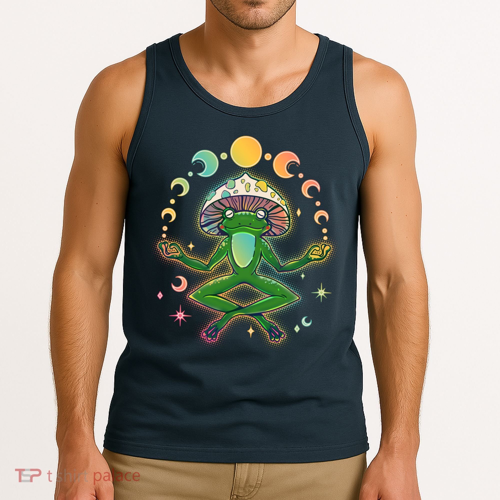 Trippy Meditating Yoga Mushroom Frog Toad Tank Top