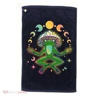 Trippy Meditating Yoga Mushroom Frog Toad Golf Towel thumb 0