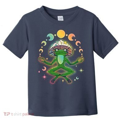 Trippy Meditating Yoga Mushroom Frog Toad Toddler T-Shirt