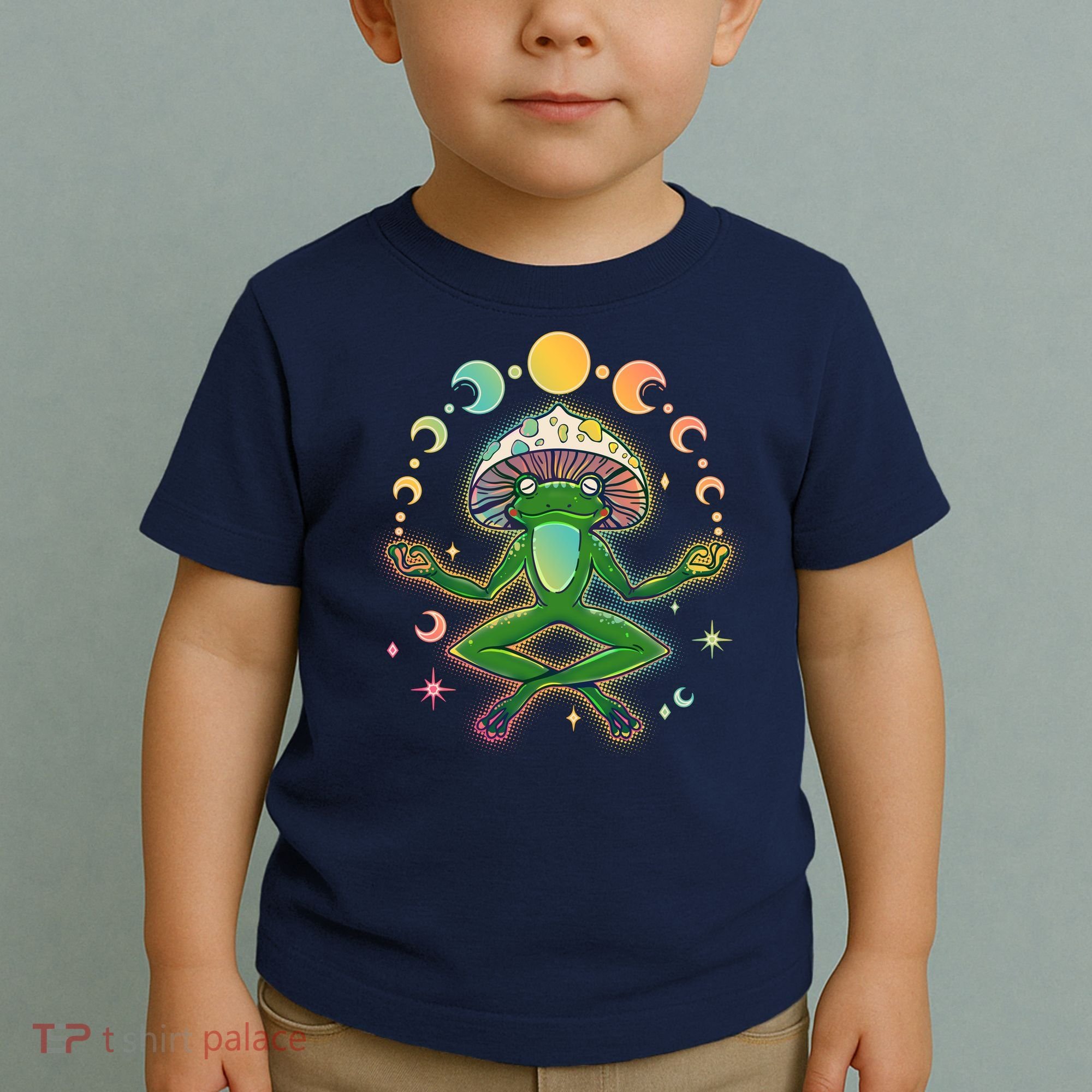 Trippy Meditating Yoga Mushroom Frog Toad Toddler T-Shirt