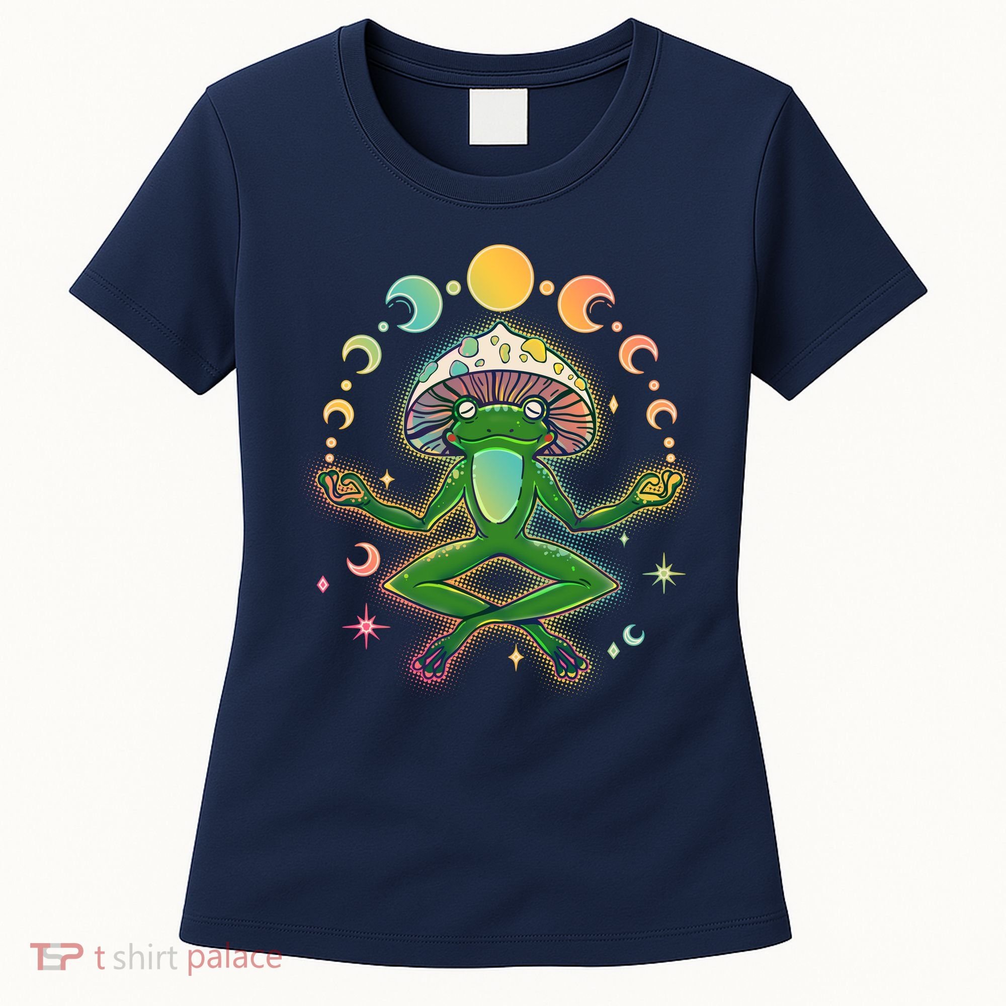 Trippy Meditating Yoga Mushroom Frog Toad Women's T-Shirt