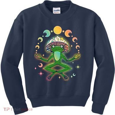 Trippy Meditating Yoga Mushroom Frog Toad Kids Sweatshirt