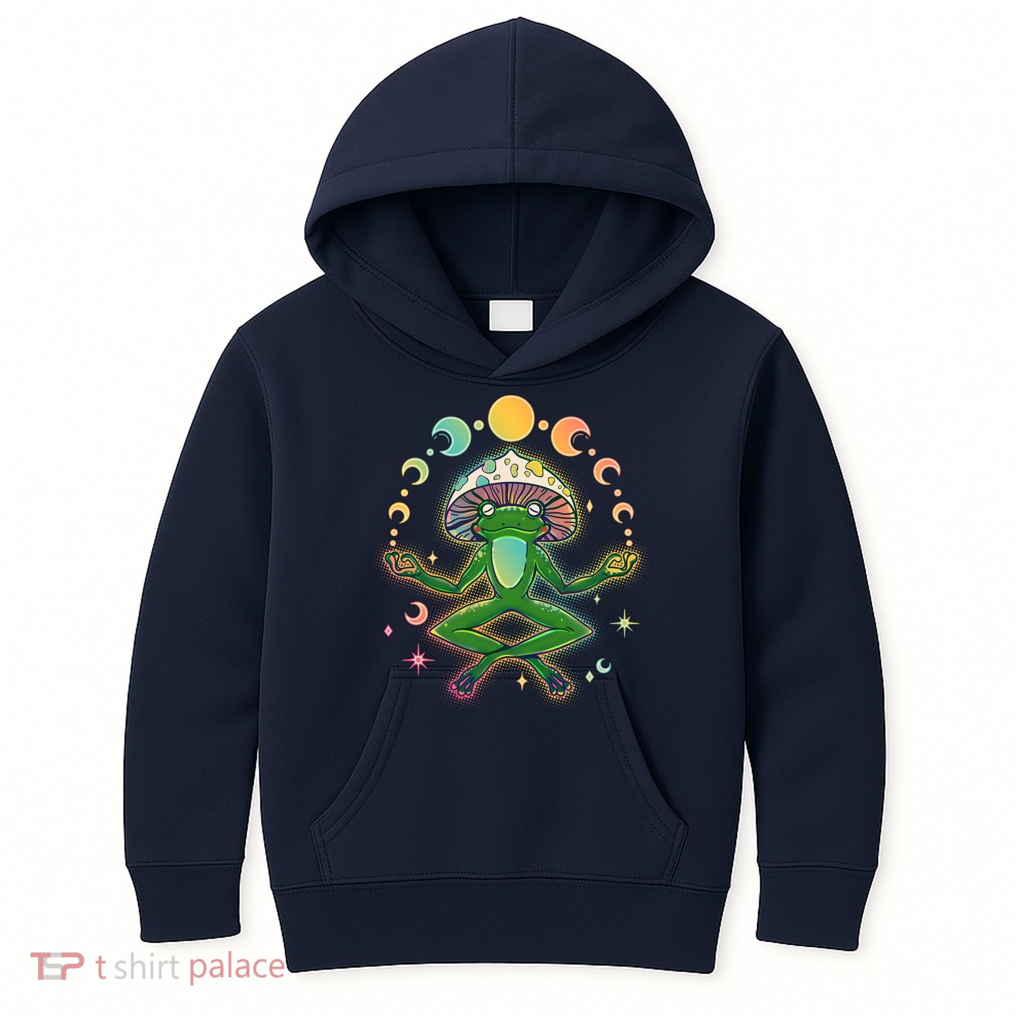 Trippy Meditating Yoga Mushroom Frog Toad Kids Hoodie