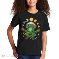 Trippy Meditating Yoga Mushroom Frog Toad Kids T-Shirt thumb 2