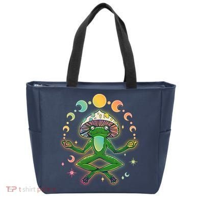 Trippy Meditating Yoga Mushroom Frog Toad Tote Bag