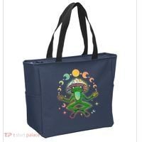 Trippy Meditating Yoga Mushroom Frog Toad Tote Bag thumb 2