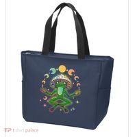 Trippy Meditating Yoga Mushroom Frog Toad Tote Bag thumb 3
