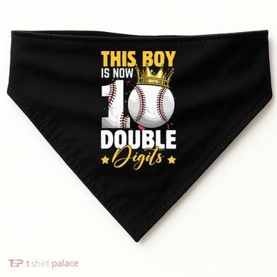 This Now 10 Double Digits Baseball 10 Years Old Birthday USA-Made Doggie Bandana