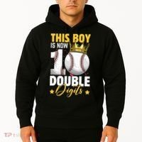 This Now 10 Double Digits Baseball 10 Years Old Birthday Hoodie thumb 2