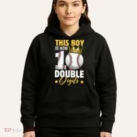 This Now 10 Double Digits Baseball 10 Years Old Birthday Hoodie thumb 5