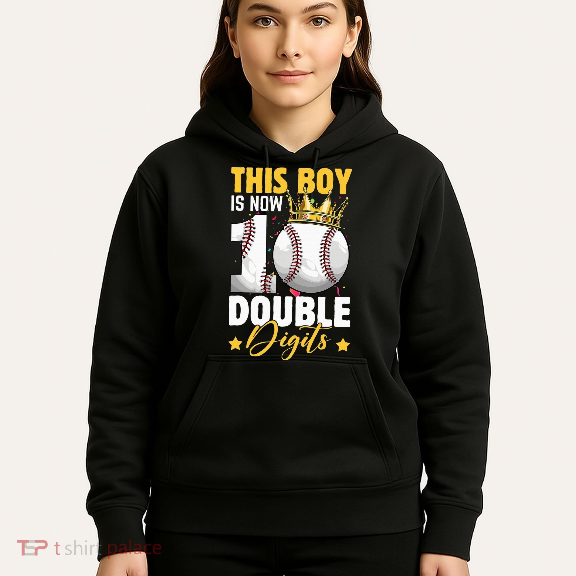 This Now 10 Double Digits Baseball 10 Years Old Birthday Hoodie