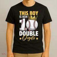 This Now 10 Double Digits Baseball 10 Years Old Birthday T-Shirt thumb 3